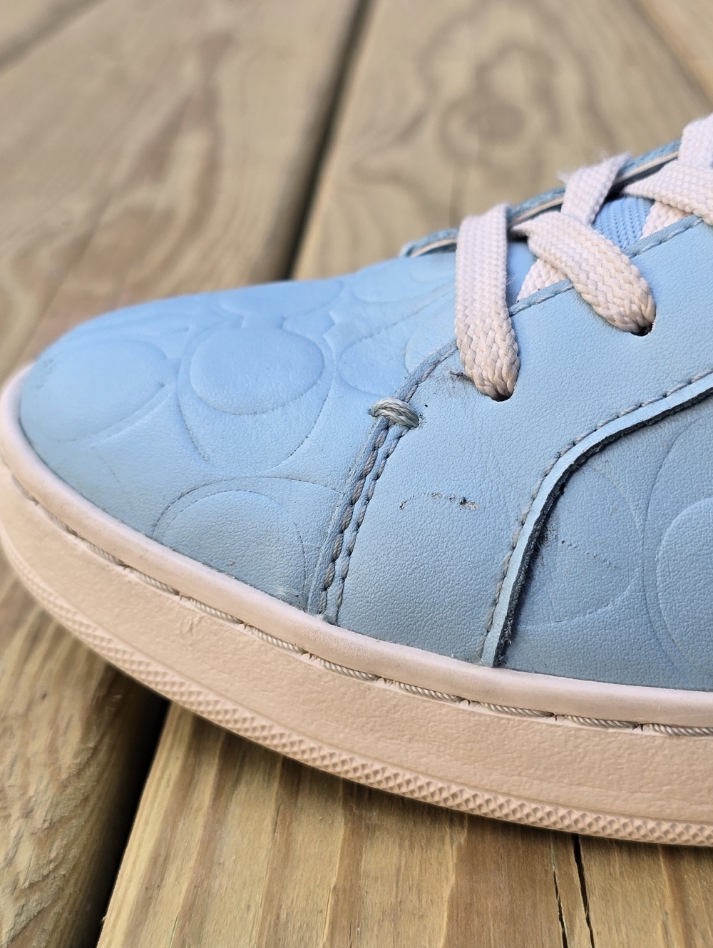 Coach Womens Clip Sneaker Signature Leather Casual Low Blue Size 8.5 CJ503 - Picture 7 of 15
